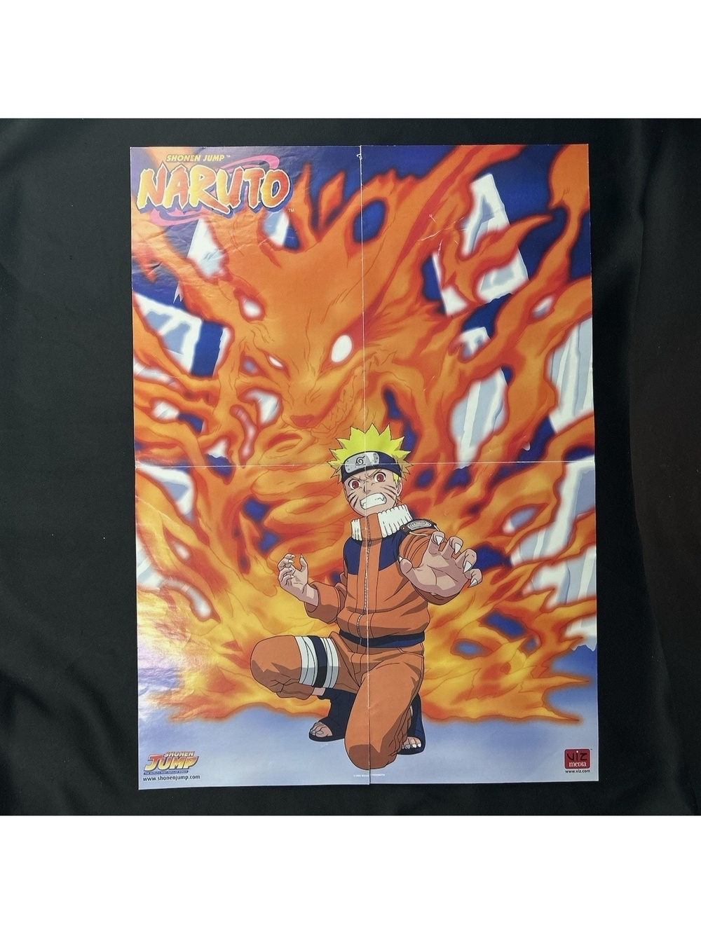 Vintage Naruto Poster 16" x 22" Shonen Naruto & Fire Uchiha 2 Sided 2002